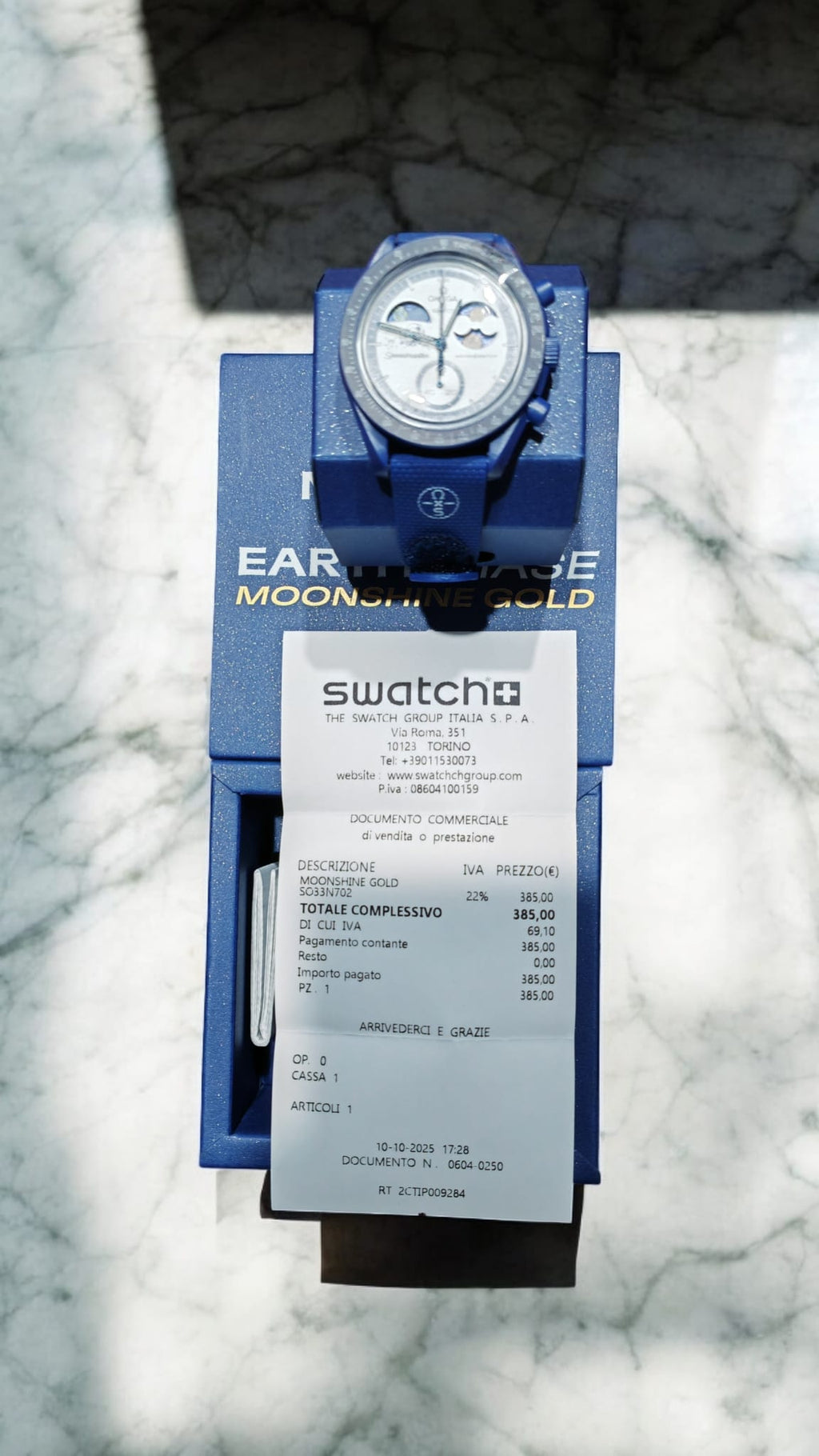 bioceramic Moonswatch MISSION TO EARTHPHASE – MOONSHINE GOLD (LUNA POPCORN) (USATO OTTIME CONDIZIONI)